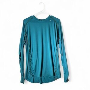 Stoic Mens Long Sleeve Performance Shirt Blue Teal M Thumbhole Hiking Base Layer